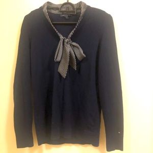 Tommy Hilfiger Dark Blue Knit Sweater tie at front